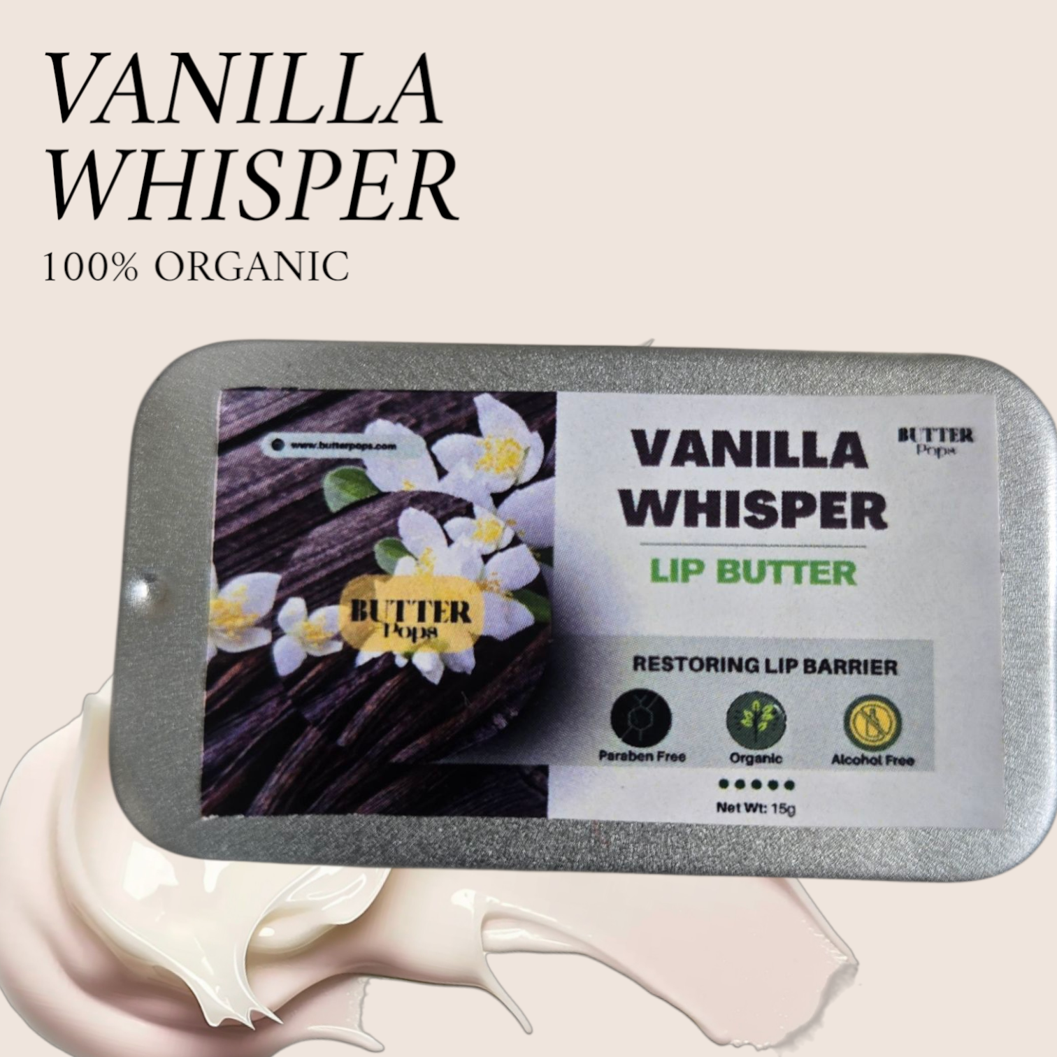 Organic Vanilla Whisper Lip Balm - Infused with Vanilla for Sensitive, Dry Lips